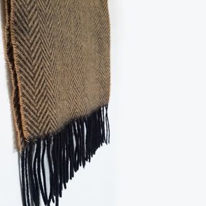 Tan and Black Herringbone Scarf